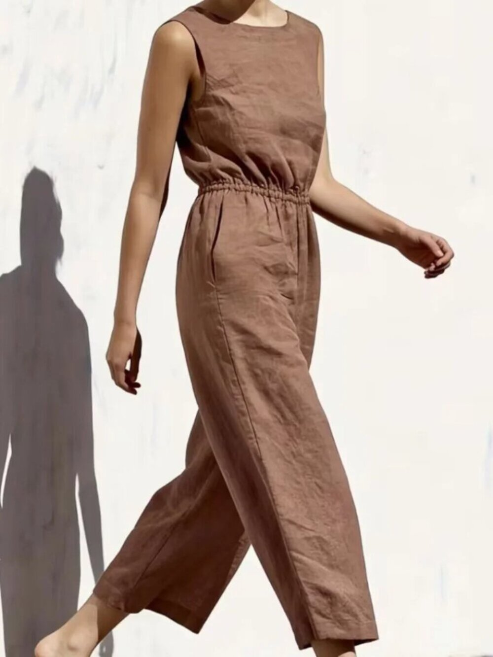 Copper Alloy Wide Leg Sleeveless Loose Fitting Jumpsuit - Picture 2 of 5